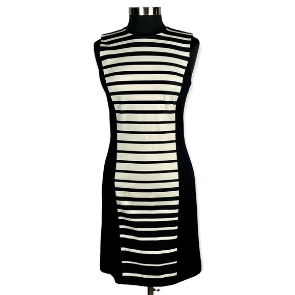 J. MCLAUGHLIN JOSIE SLEEVELESS STRIPED STRETCH SHEATH DRESS - Picture 2 of 12
